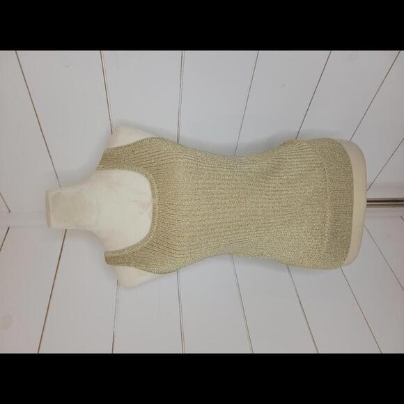 Vintage 80s Christine Phillipè large gold sleeveless sweater. Party! Glamour! - Picture 1 of 4